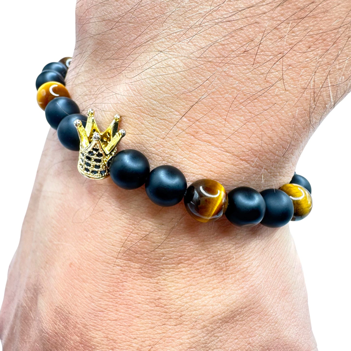 Brățara margele negru mat Crown Edition