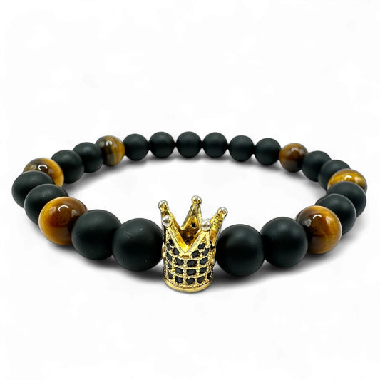 Brățara margele negru mat Crown Edition