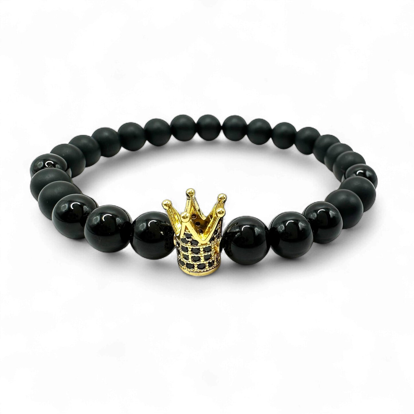 Brățară mărgele Mate Obsidian Crown
